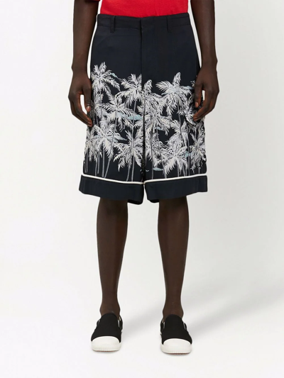 Shop Palm Angels Palms-print Bermuda Shorts In Black