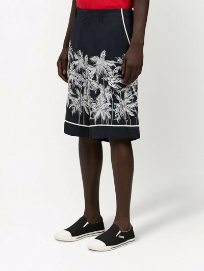 Palm Angels Palms-print Bermuda Shorts In Black