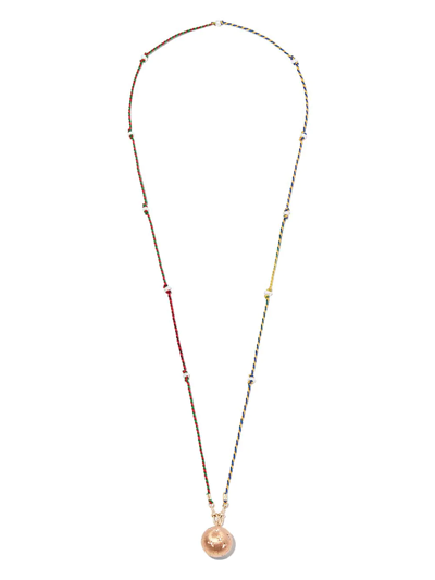 Shop Marie Lichtenberg 18kt Rose Gold Heartbeat Pearl And Diamond Necklace In Rosa
