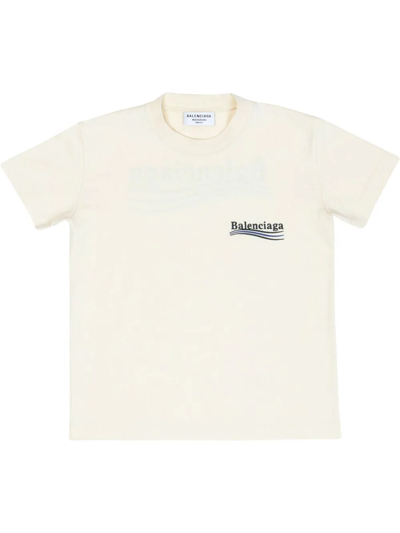 Shop Balenciaga Political Campaign Logo-print T-shirt In Nude