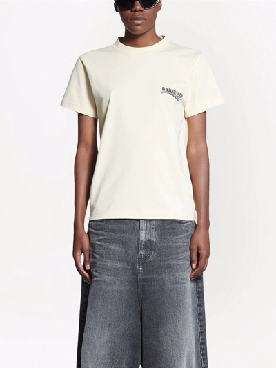 Shop Balenciaga Political Campaign Logo-print T-shirt In Nude