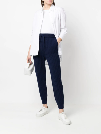 Shop Polo Ralph Lauren Cable-knit Skinny Trousers In Blau
