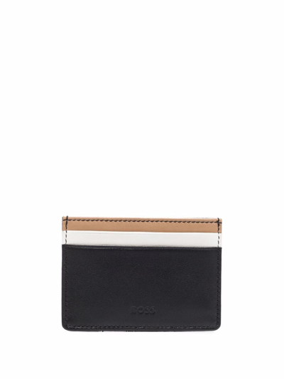 Shop Hugo Boss Striped Money Clip Cardholder In Black