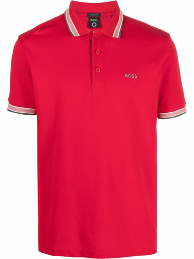 Hugo Boss Cotton-blend Polo Shirt With Chest Logo- Red Men's Polo Shirts  Size M In Pink | ModeSens