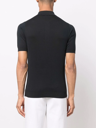 Shop Malo Short-sleeve Cotton Polo Shirt In Schwarz