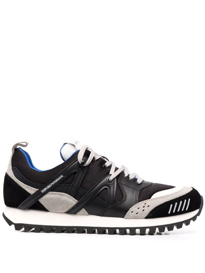 Emporio Armani Panelled Low-top Sneakers In Black | ModeSens