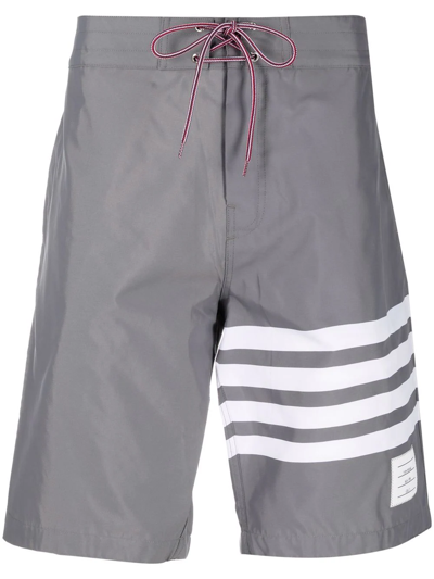 Shop Thom Browne 4-bar Swim Shorts In Grey