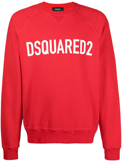 Shop Dsquared2 Logo Raglan Crew Sweatshirt In Red