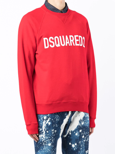 Shop Dsquared2 Logo Raglan Crew Sweatshirt In Red