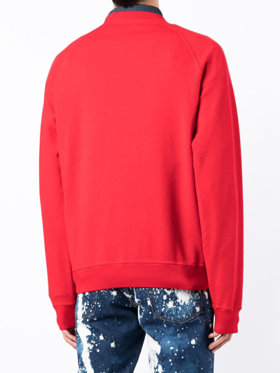 Shop Dsquared2 Logo Raglan Crew Sweatshirt In Red