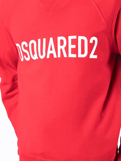 Shop Dsquared2 Logo Raglan Crew Sweatshirt In Red