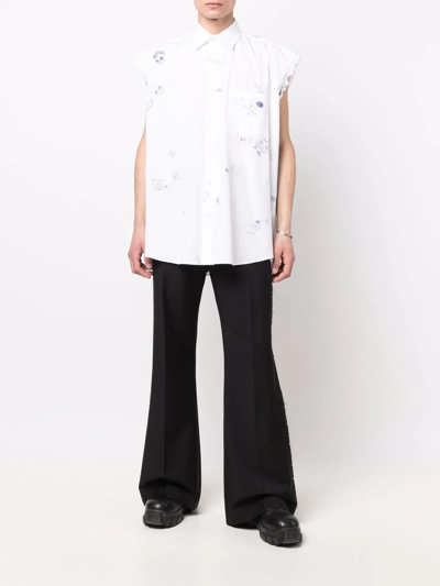 Shop Vetements Sketch-print Sleeveless Shirt In White