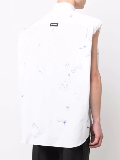 Shop Vetements Sketch-print Sleeveless Shirt In White