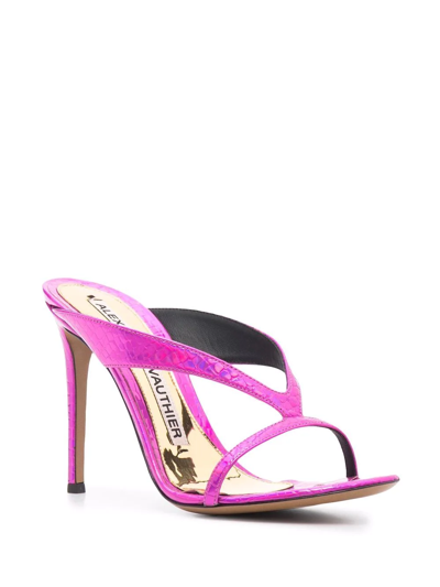 Shop Alexandre Vauthier Strappy Crocodile-effect 110mm Sandals In Rosa