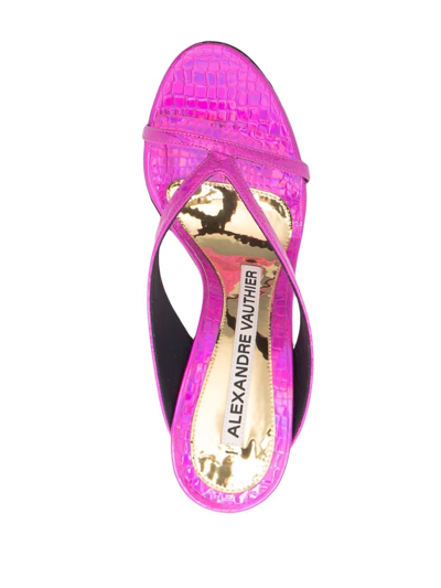 Alexandre Vauthier Women's Metallic Croc Embossed Leather Sandals In Rosa