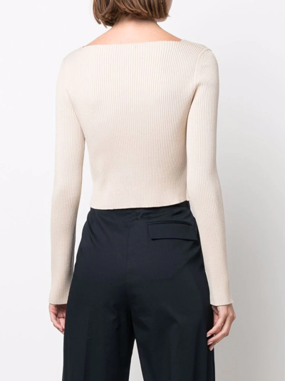 Shop There Was One Square-neck Ribbed Knit Top In Neutrals