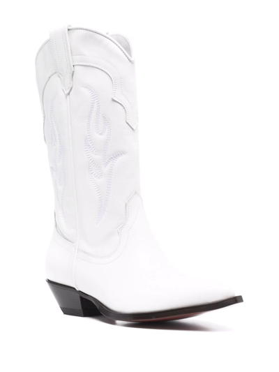 Shop Sonora Mid-calf Leather Cowboy Boots In Weiss