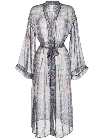 Sian Swimwear Irene Tweed-print Beach Robe In Blau
