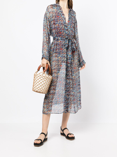 Sian Swimwear Irene Tweed-print Beach Robe In Blau