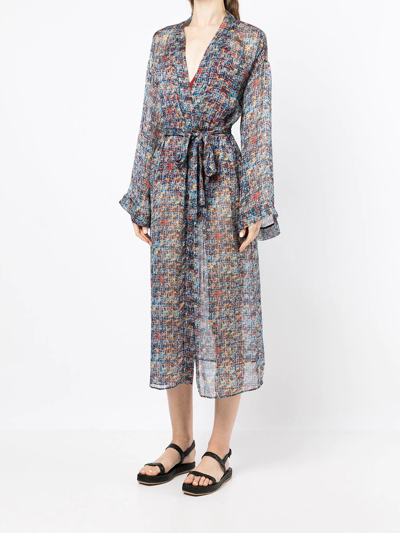 Sian Swimwear Irene Tweed-print Beach Robe In Blau