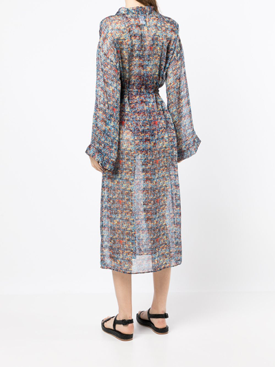 Sian Swimwear Irene Tweed-print Beach Robe In Blau