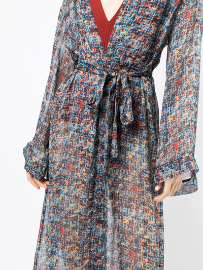 Sian Swimwear Irene Tweed-print Beach Robe In Blau