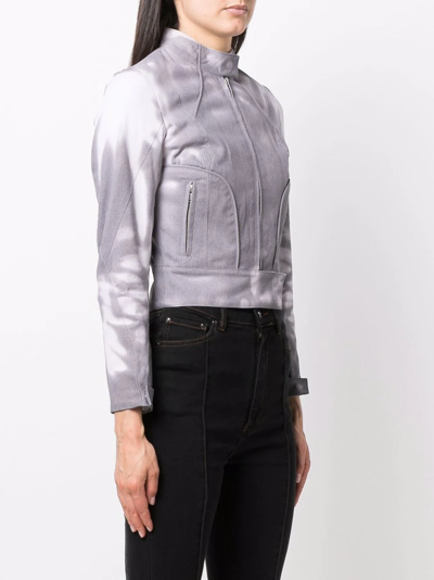 Shop Misbhv Zipped Cropped Jacket In Grau