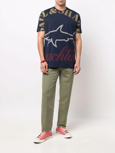 Paul & Shark Maxi Logo-print T-shirt In Blau