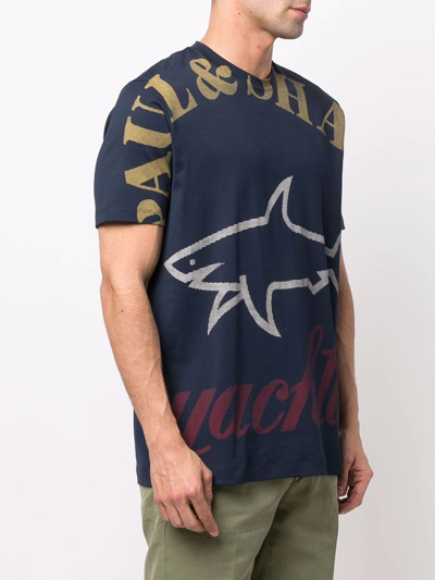 Paul & Shark Maxi Logo-print T-shirt In Blau