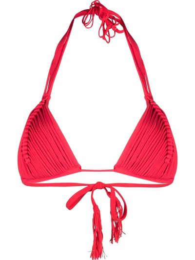 Shop Pq Swim Pleated Triangle-cup Bikini Top In Rosa