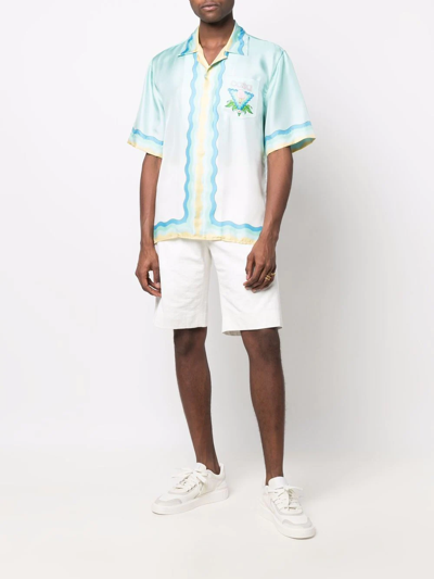 Shop Casablanca Cotton Bermuda Shorts In Weiss