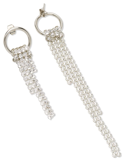 Justine Clenquet Silver Tone Shanon Crystal Drop Earrings In Silber