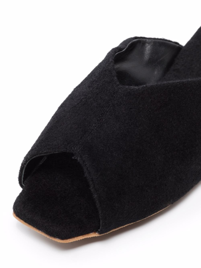 Deiji Studios Open-toe Wool Slippers In Black