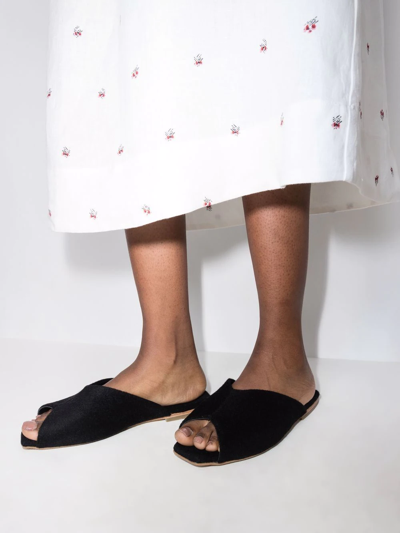 Deiji Studios Open-toe Wool Slippers In Black