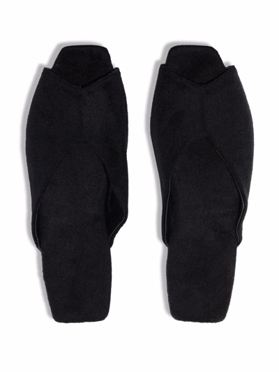 Deiji Studios Open-toe Wool Slippers In Black