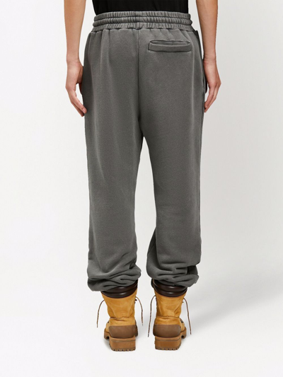 Shop Palm Angels Curved Logo-print Drawstring Track Pants In Grey