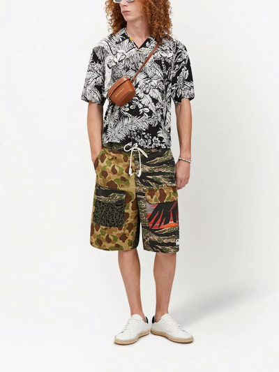 Shop Palm Angels Multi-print Drawstring Cargo Shorts In Brown