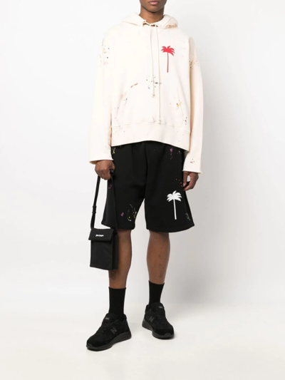 Palm Angels Palm Paint Splatter Print Hoodie In White