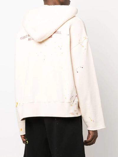 Palm Angels Palm Paint Splatter Print Hoodie In White