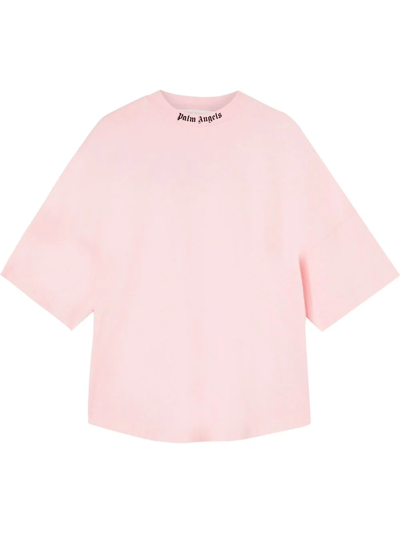 Palm Angels Women Classic Logo Over Tee Blossom In Pink