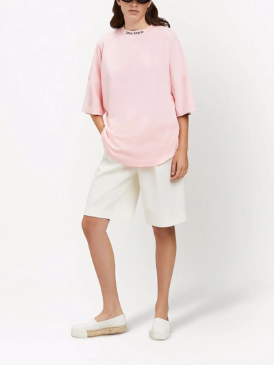 Palm Angels Women Classic Logo Over Tee Blossom In Pink