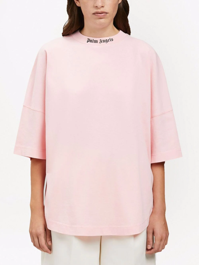 Palm Angels Women Classic Logo Over Tee Blossom In Pink