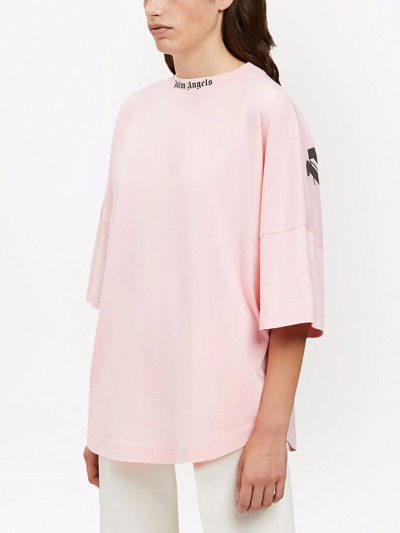 Palm Angels Women Classic Logo Over Tee Blossom In Pink
