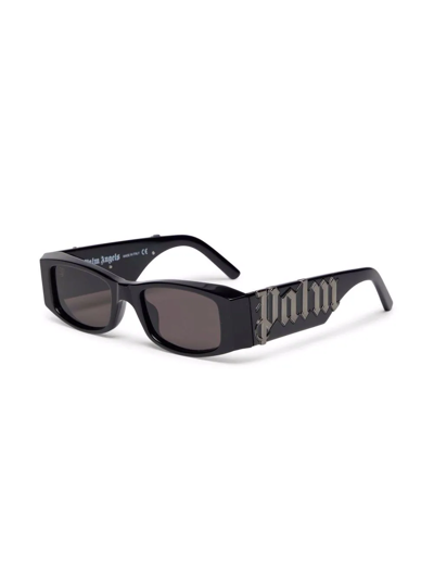 Shop Palm Angels Angel Rectangular Sunglasses In Grey