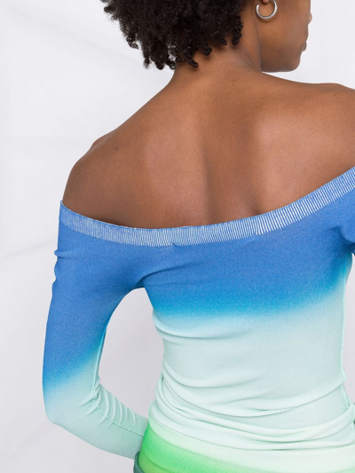 Shop Off-white Blurred Seamless Knit Dress In Grün