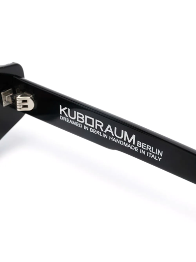 Shop Kuboraum Bead-detail Round-frame Sunglasses In Schwarz