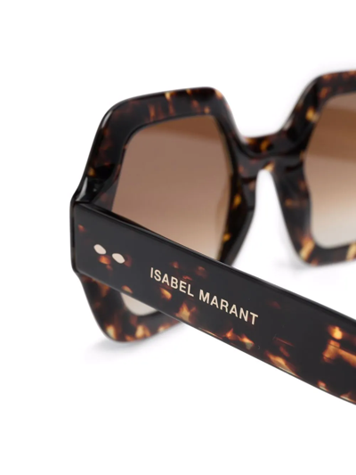 Shop Isabel Marant Eyewear Tortoiseshell Hexagonal-frame Sunglasses In Braun