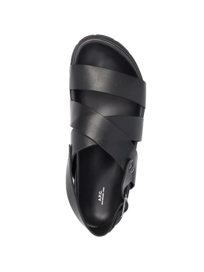 Shop Apc Crossover-strap Sandals In Schwarz