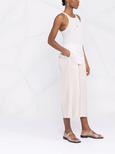 Shop Issey Miyake Plissé Elasticated-waist Culottes In Nude