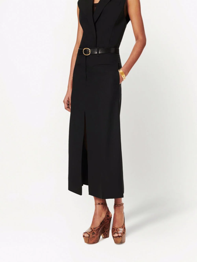 Victoria Beckham Tailored Wool Midi Skirt In Black